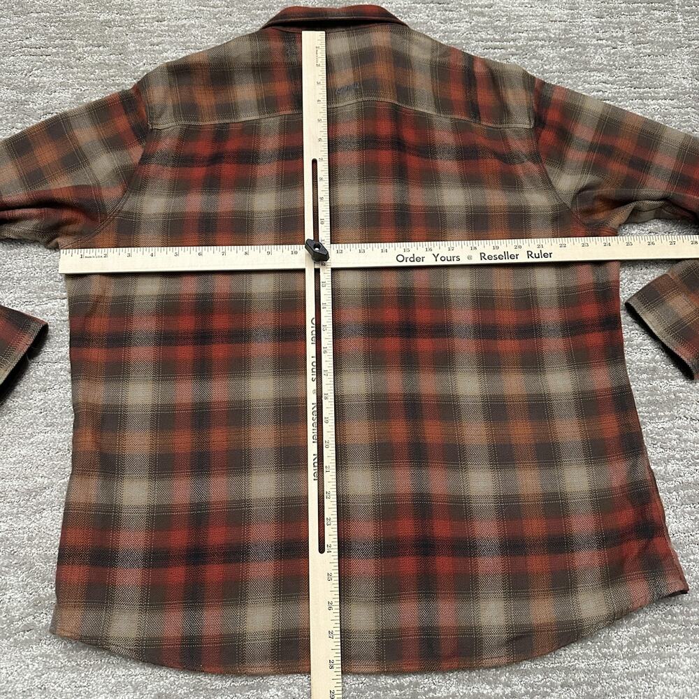 Kuhl Shirt Mens XL Brown Red Plaid Long Sleeve The Law Flannel Hiking Outdoor - Picture 14 of 16
